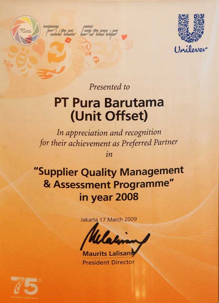 UNILEVER QUALITY MANAGEMENT AWARD 2009