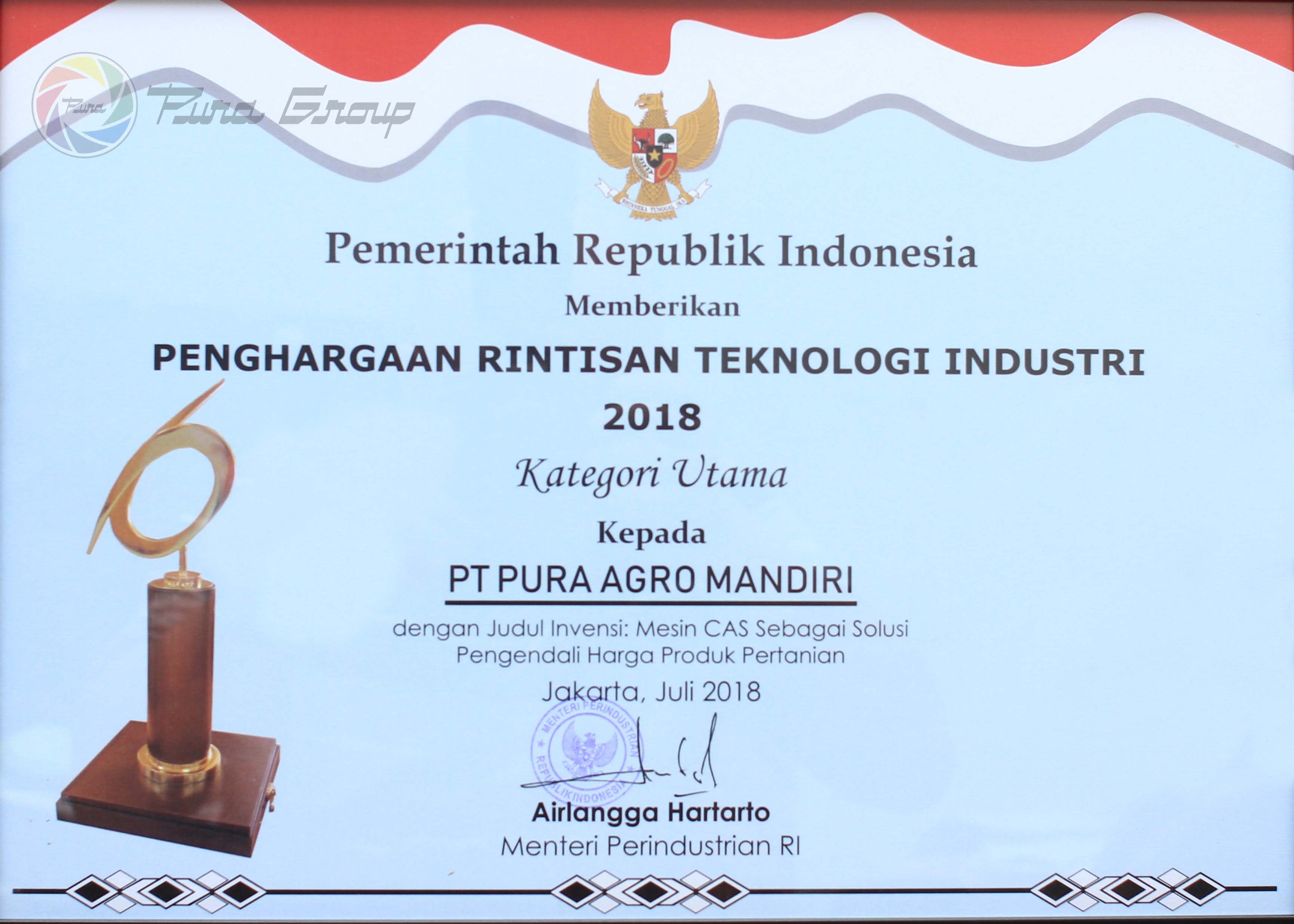 Penghargaan Rintisan Teknologi Industri 2018